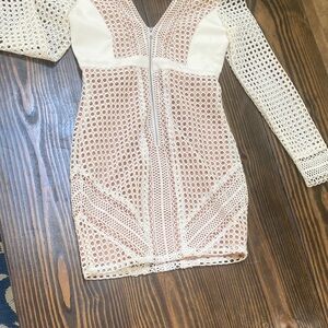 $330 Bardot Ivory Clio panel lace trim dress